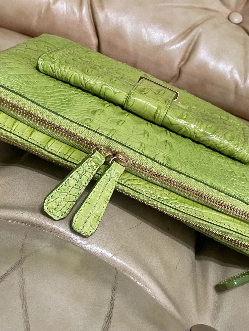 LKNW Brahmin iPad/Tablet Bag Built-in Wallet Organizer Crossbody Lime Melbourne - Picture 11 of 16
